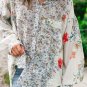 Purple Boho Floral Bishop Sleeve Button Up Loose Shirt
