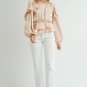 Oatmeal Lace Up Keyhole Back Ruffled Peplum Blouse