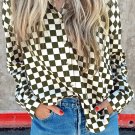 Green Checkerboard Printed Drop Shoulder Loose Casual Shirt