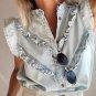 Beau Blue Mineral Wash Cap Sleeve Frilled Button Up Denim Shirt
