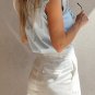 Beau Blue Mineral Wash Cap Sleeve Frilled Button Up Denim Shirt