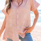 Delicacy Metallic Buttoned Loose Fit Short Sleeve Shirt