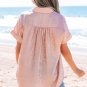 Delicacy Metallic Buttoned Loose Fit Short Sleeve Shirt