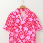 Red Floral Split V Neck Ruffled Short Sleeve Blouse Top