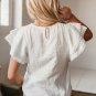 White Crinkled Layered Ruffled Flutter Sleeve Blouse