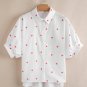 White Little Stars Printed Loose Half Sleeve Loose Shirt