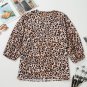 Apricot Leopard V Neck Half Sleeve Blouse