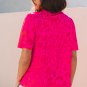 Rose Leopard Frilly V Neck Short Sleeve Blouse