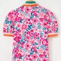 Pink Floral Print Contrast Striped Detail Short Sleeve Blouse