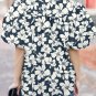 Blue Floral Short Puff Sleeve Summer Shirt