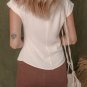 White Surplice V Neck Knotted Ruched Short Sleeve Peplum Blouse