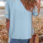 Sky Blue Floral Ric Rac Edge Puff Sleeve Button Up Summer Shirt