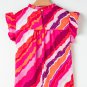 Rose Abstract Print Shirred Yoke Ruffled Blouse