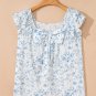 Sky Blue Floral Ruffled Short Sleeve Bow Back Square Neck Blouse