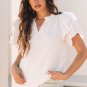 White Broderie Anglaise Ruffle Short Sleeve Blouse
