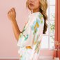 Green Floral Print Loose Fit V Neck Half Sleeve Blouse