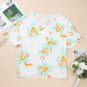 Green Floral Print Loose Fit V Neck Half Sleeve Blouse