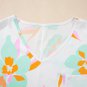 Green Floral Print Loose Fit V Neck Half Sleeve Blouse