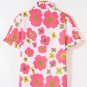 Pink Floral Ruffle Short Sleeve Striped Buttoned Collar Blouse