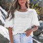 White Frilled Lace Trim Bubble Sleeve Blouse