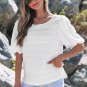 White Frilled Lace Trim Bubble Sleeve Blouse