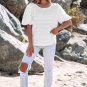 White Frilled Lace Trim Bubble Sleeve Blouse