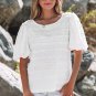 White Frilled Lace Trim Bubble Sleeve Blouse