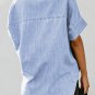 Sky Blue-3 Turn-down Collar Short Sleeve Denim Shirt