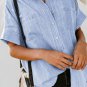 Sky Blue-3 Turn-down Collar Short Sleeve Denim Shirt