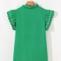 Bright Green Contrast Scallop Trim Layered Short Sleeve V Neck Blouse
