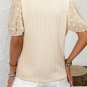 Apricot Polka Dot Mesh Puff Sleeve Textured Blouse
