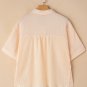 Beige Waffle Splicing Short Batwing Sleeve Flap Detail Shirt