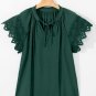 Green Bay Eyelet Embroidered Sleeve Tie V Neck Blouse