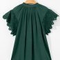 Green Bay Eyelet Embroidered Sleeve Tie V Neck Blouse
