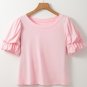 Light Pink Scoop Neck Bubble Sleeve Tee