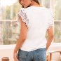 White Floral Lace Eyelet Patched Butterfly Sleeve Blouse