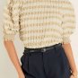 Beige Textured Mock Neck Short Sleeve Blouse