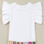 White Floral Crochet Patched Ruffled Sleeve Crewneck Blouse