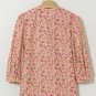 Light French Beige Floral Print Bow Pintuck Bust Half Puff Sleeve Blouse Top