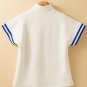 Beige Preppy Striped Trim Textured Quarter Zipper Short Sleeve Top