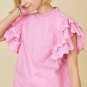Bonbon Ricrac Ruffled Sleeve Frilled Collar Blouse