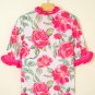 Rose Floral Frilled V Neck Short Sleeve Blouse Top