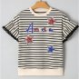 Black Stripe Sequin America Star Graphic Ric Rac Flutter Sleeve Blouse