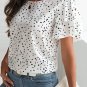 White Dalmatian Print Layered Ruffled Short Sleeve Blouse