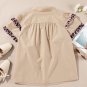 Smoke Gray Leopard Ruffles Trim Tiered Short Sleeve Blouse