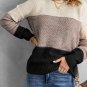 Black Color Block Netted Texture Pullover Sweater