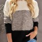 Black Color Block Netted Texture Pullover Sweater