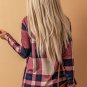 Draped Open Front Plaid Cardigan