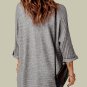 Gray Ribbed Open Front Knit Cardigan