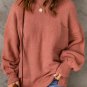Solid Color Puffy Sleeve Pocketed Sweater